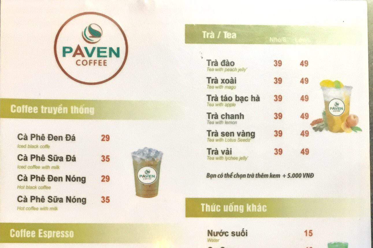 Menu Paven Coffee